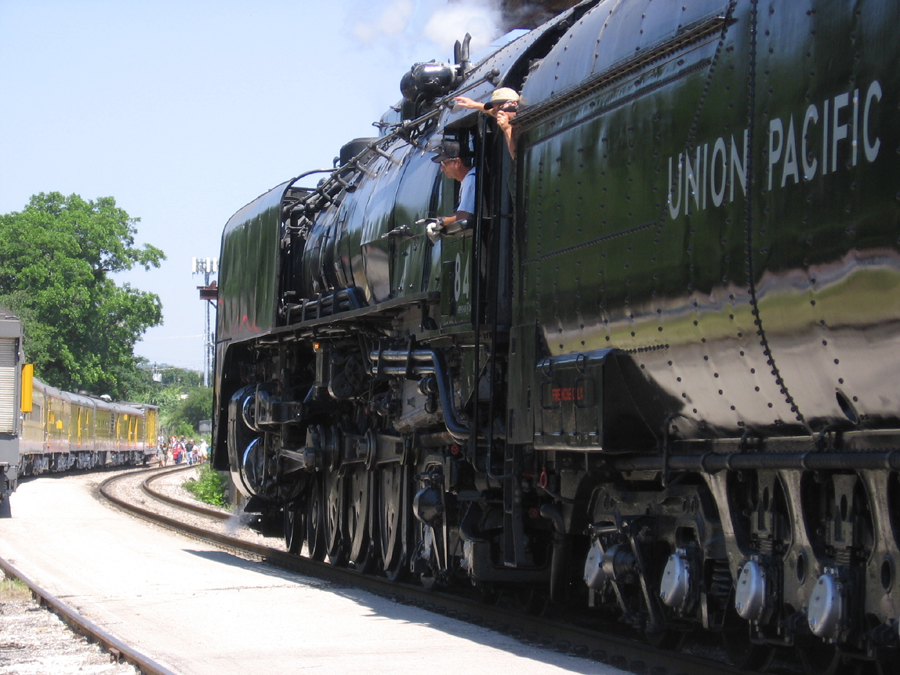 Backing around the train.