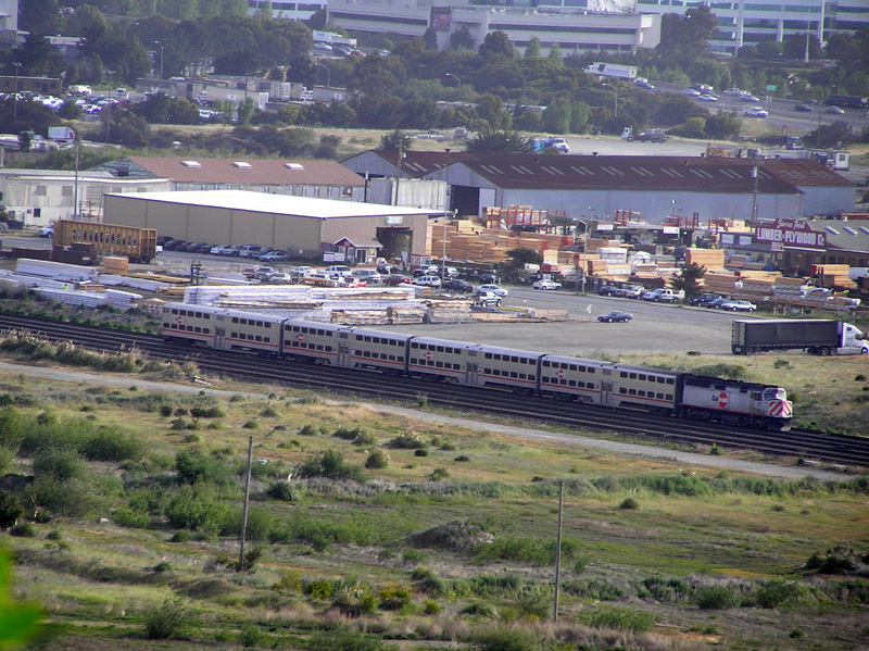 Birdseye View of a Northbound CalTrain Commuter