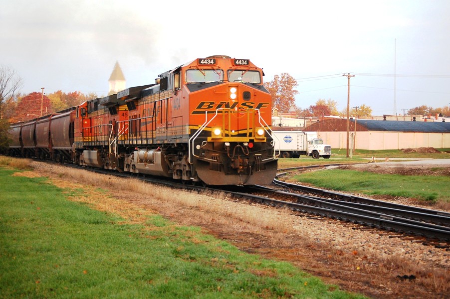 BNSF grain  train  on the CNRW