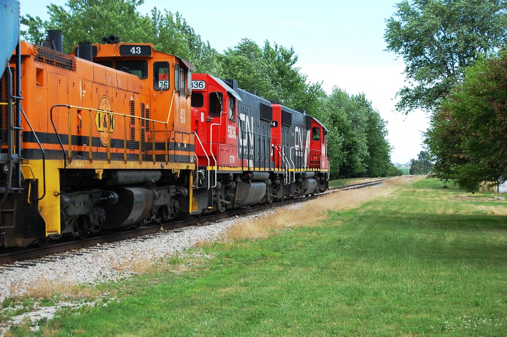 CN Peoria Local Emden Il  with I&M switcher trailing