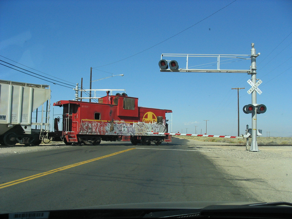 Crossing the road near Boron