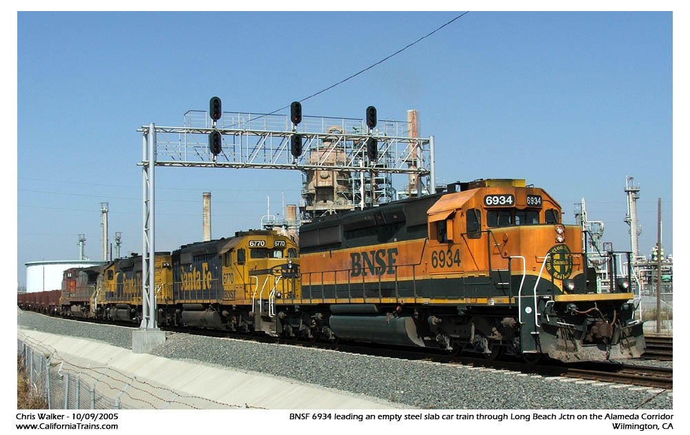 Empty BNSF Slab Train on the Alameda Corridor