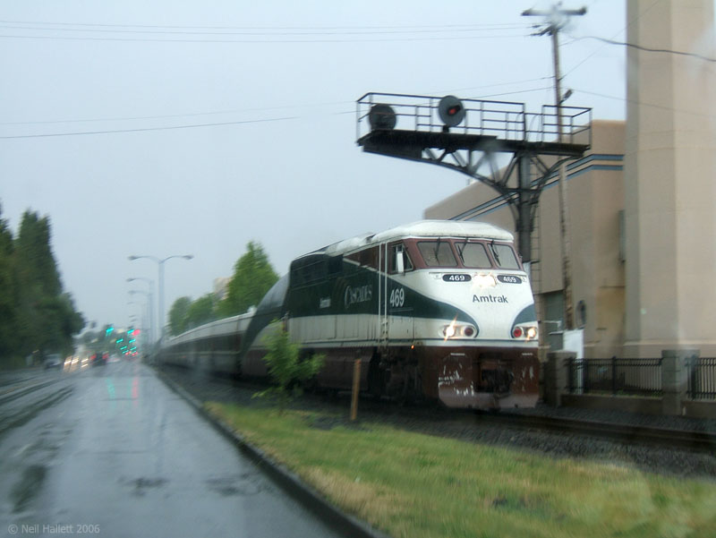 In the rain.