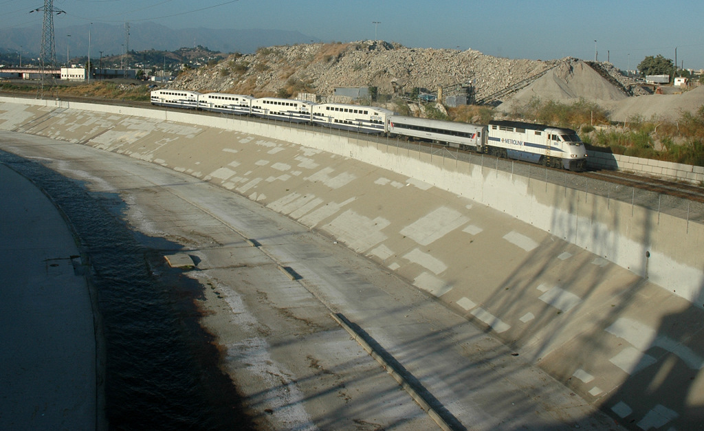 Metrolink Riverside Line Train along LA River