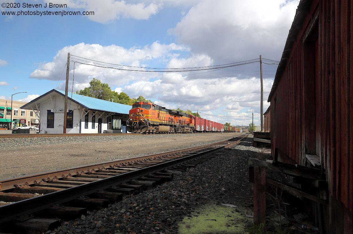 Montana Rail Link by the old Northern Pacific depot at Columbus, Montana
