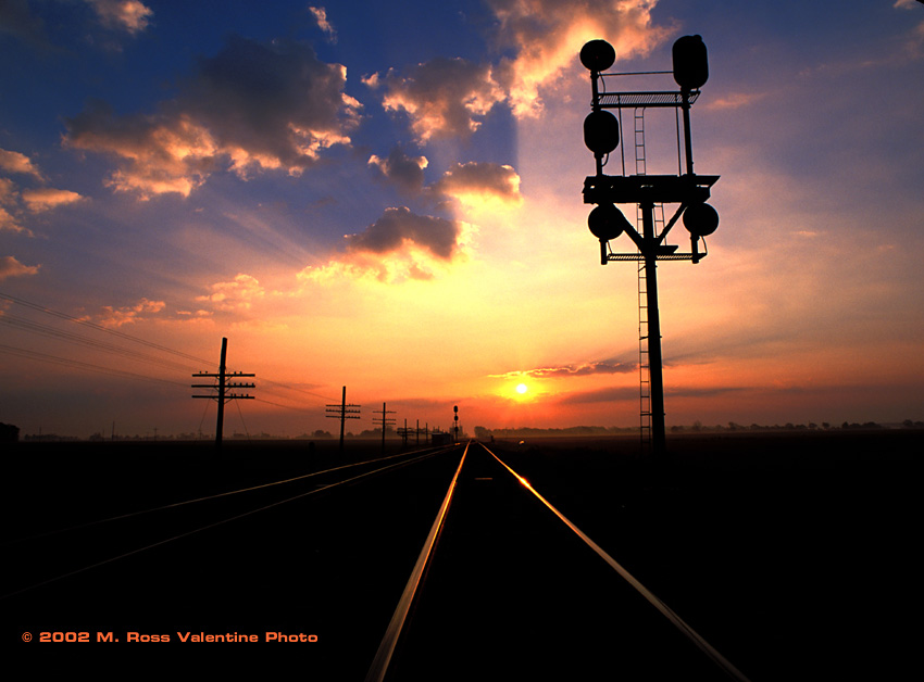 Nickel Plate Signals at sunrise Townwood, Ohio 2002
