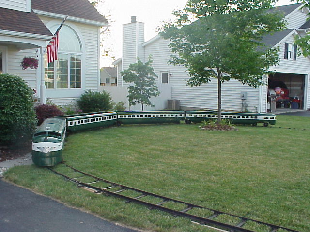 Our train in the front yard