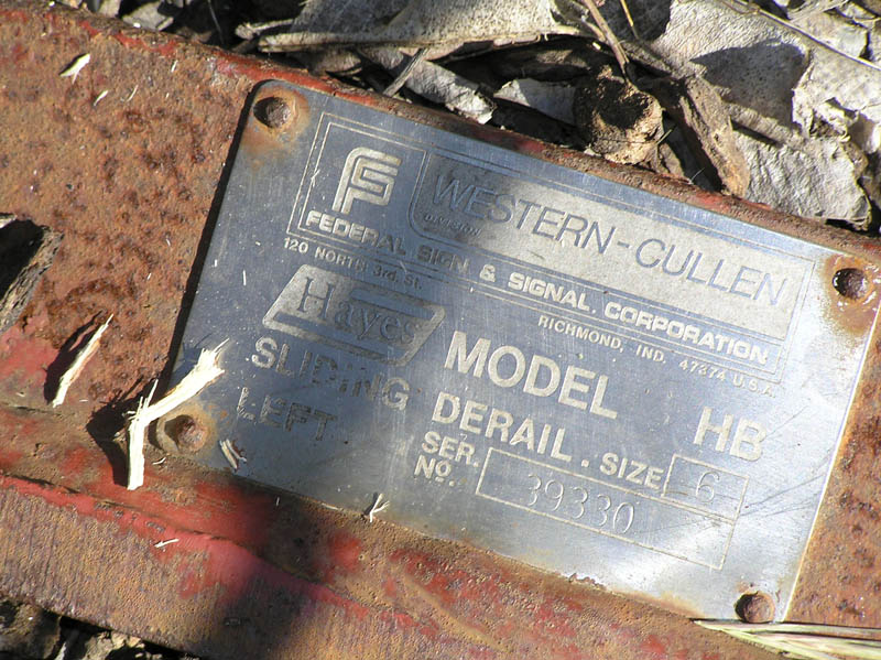 Plaque on an Old SP Derailer