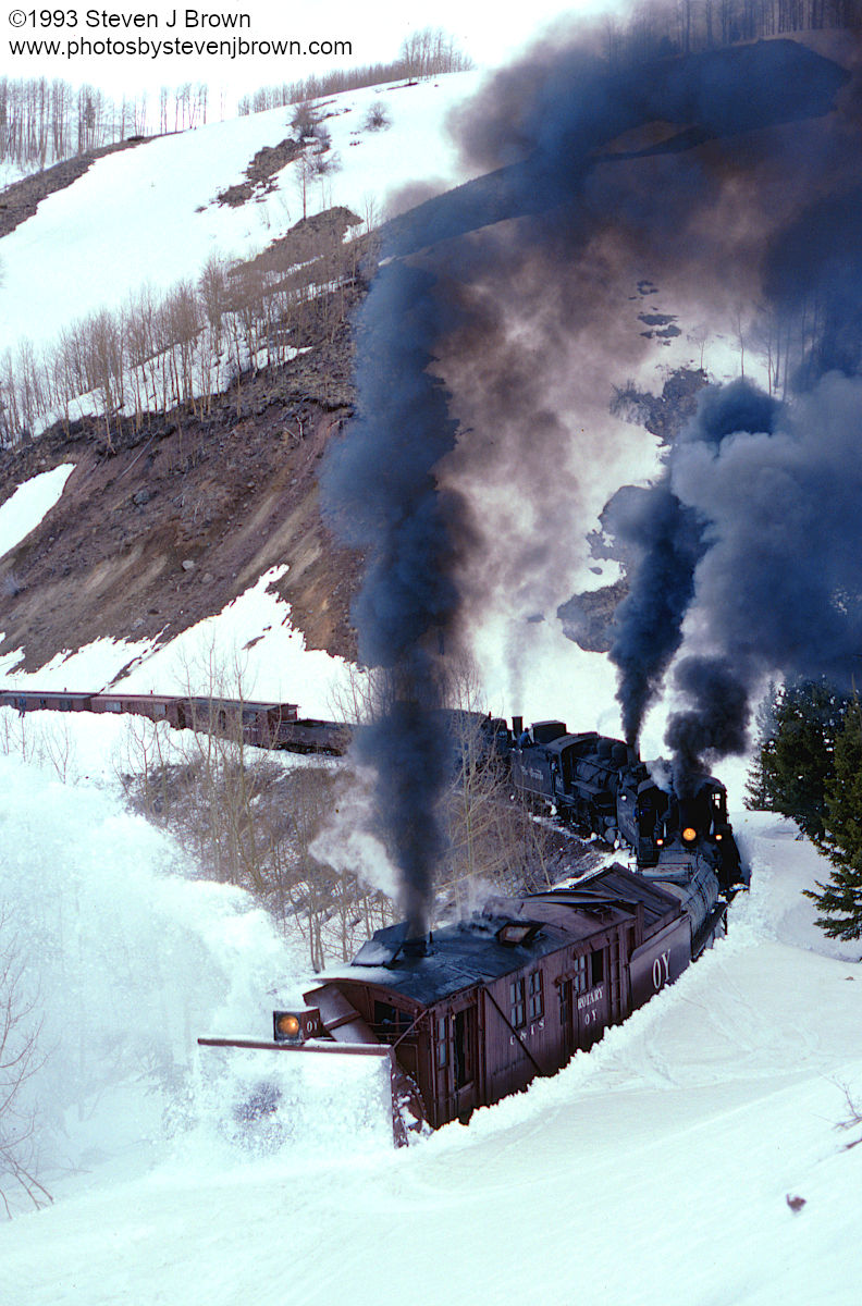 Rio Grande OY narrow-gauge rotary snowplow tripleheader