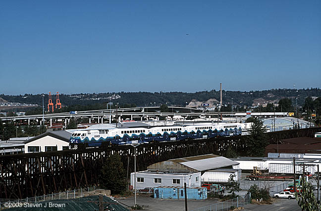 Sounder on ex-Milw trestle in Tacoma WA