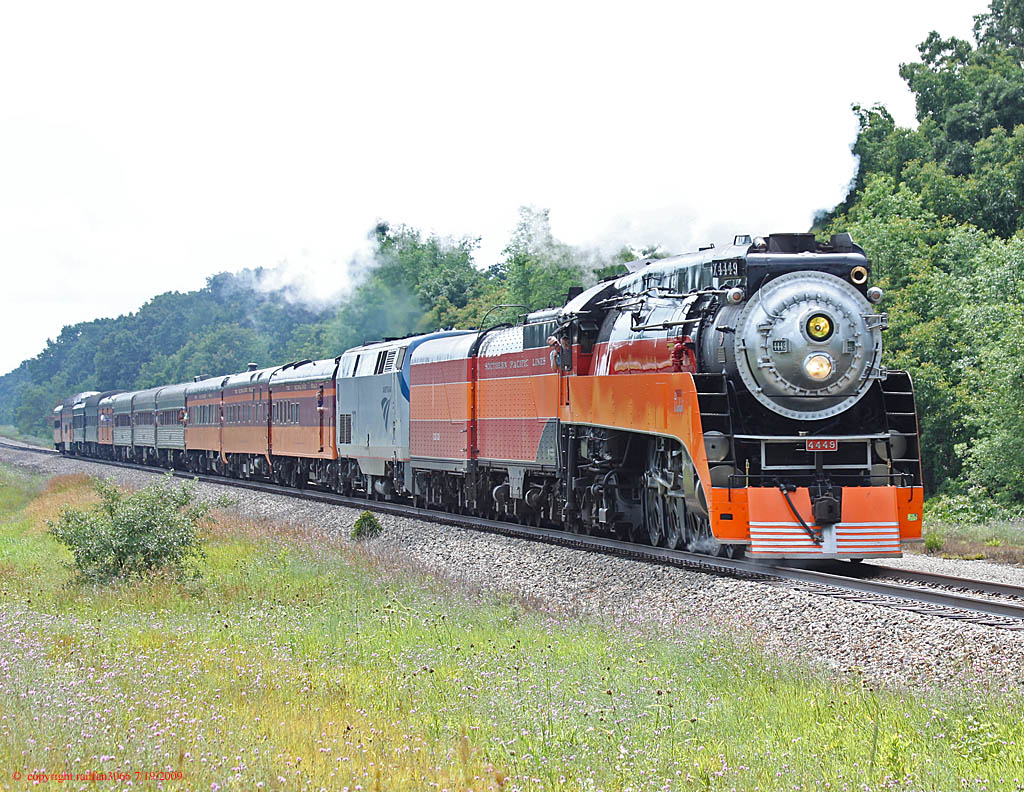 SP 4449 running the Michigan Amtrak line west of Lawton, MI