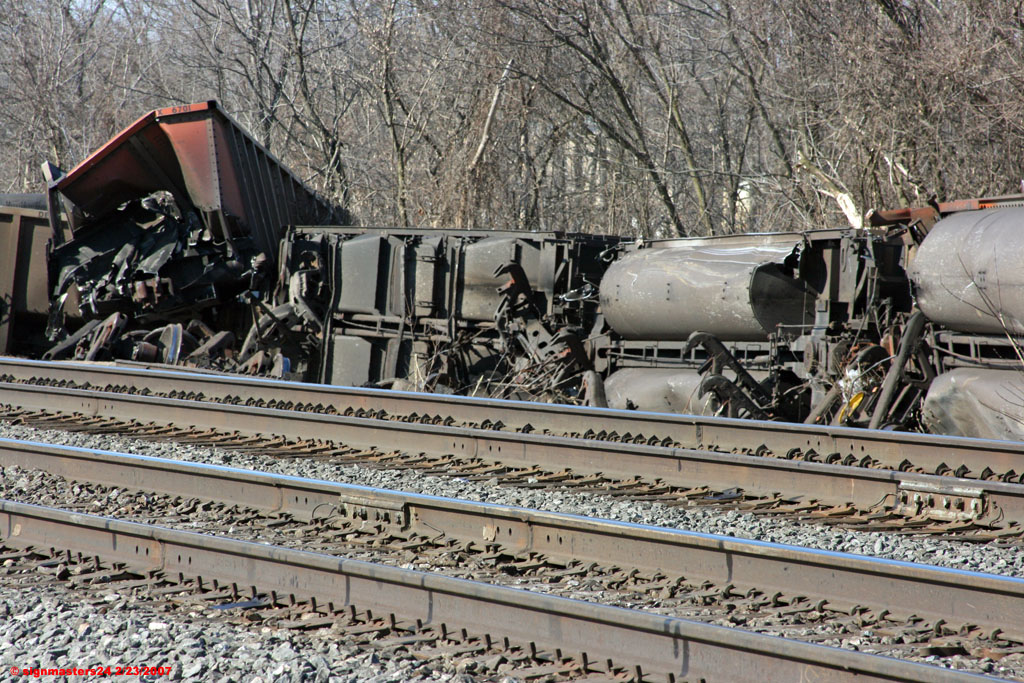 Still a lot of work to clean up in Goshen, IN, after  a collision Feb 21
