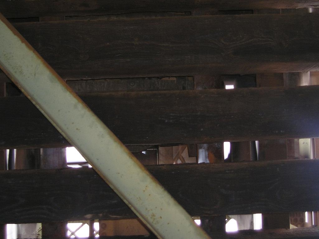 The underside of a well car