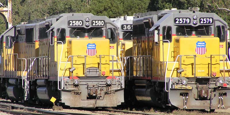UP Locos... parked for lunch.
