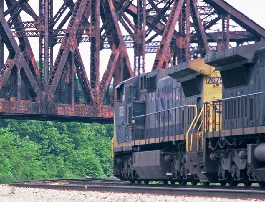 WB Dropping Down from Sand Patch Slides Under WM Bridge