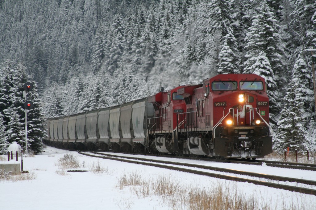 Westbound Potash descending Field Hil into Field