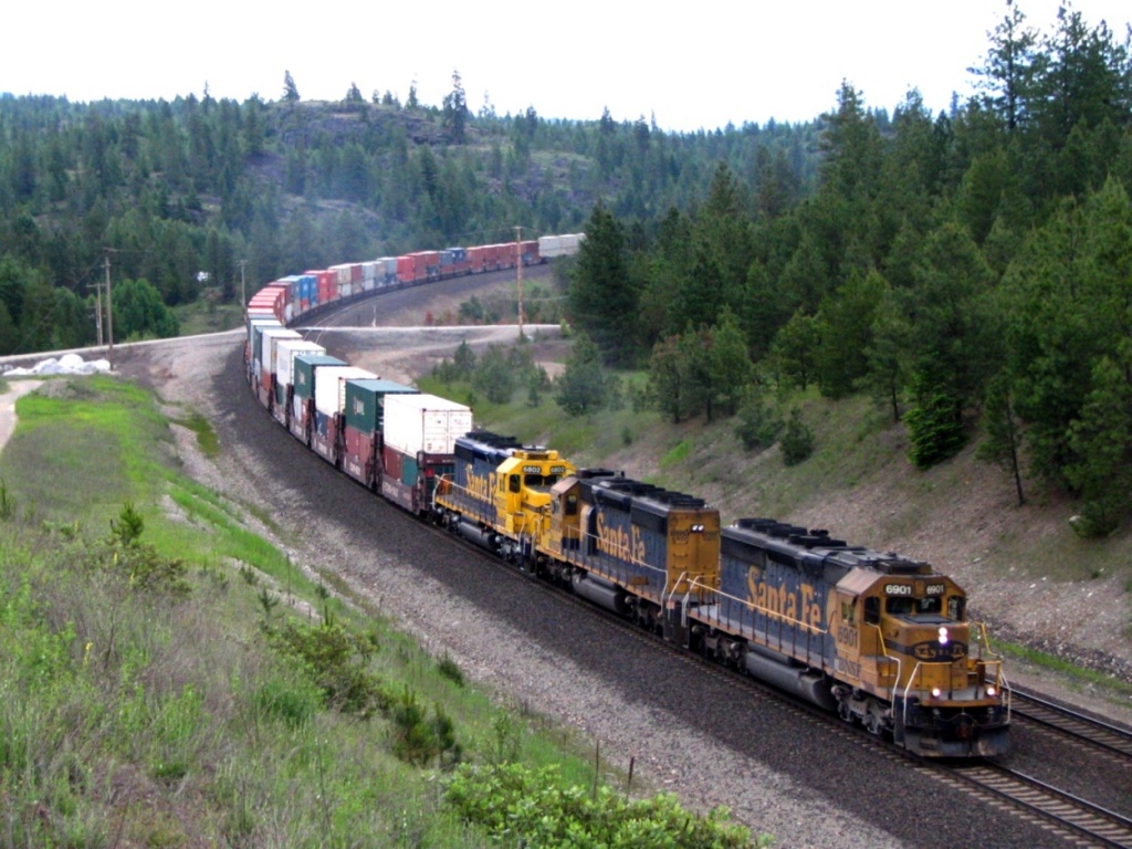 Westbound Stack Train Near Hauser, Idaho